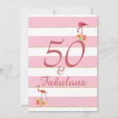 50 en Fabulous Flamingos Tropical Pink Birthday Kaart (Achterkant)