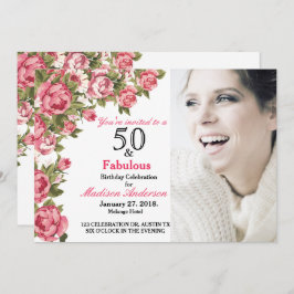 50 en Fabulous Floral | 50e verjaardag van uitnodi Kaart