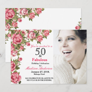 50 en Fabulous Floral   50e verjaardag van uitnodi Kaart