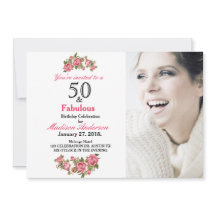 50 en Fabulous Floral | 50e verjaardag van uitnodi