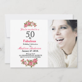 50 en Fabulous Floral | 50e verjaardag van uitnodi Kaart