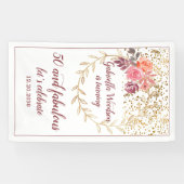 50 en Fabulous Floral Pink Marsala Glitter Spandoek (Horizontaal)