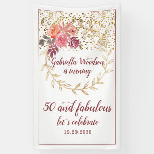 50 en Fabulous Floral Pink Marsala Glitter Spandoek