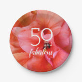 50 en Fabulous Flower Photo Birthday Party Papieren Bordje (Voorkant)