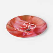 50 en Fabulous Flower Photo Birthday Party Papieren Bordje (Gekanteld)