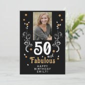 50 en Fabulous Foliage 50th Birthday Foto Kaart (Staand voorkant)