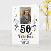 50 en Fabulous Foliage 50th Birthday Foto Kaart (Gele Bloem)