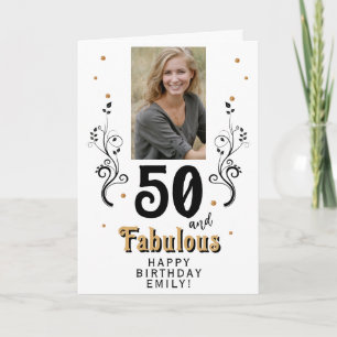 50 en Fabulous Foliage 50th Birthday Foto Kaart