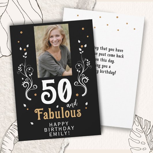50 en Fabulous Foliage 50th Birthday Foto Kaart