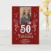 50 en Fabulous Foliage 50th Birthday Foto Kaart (Gele Bloem)