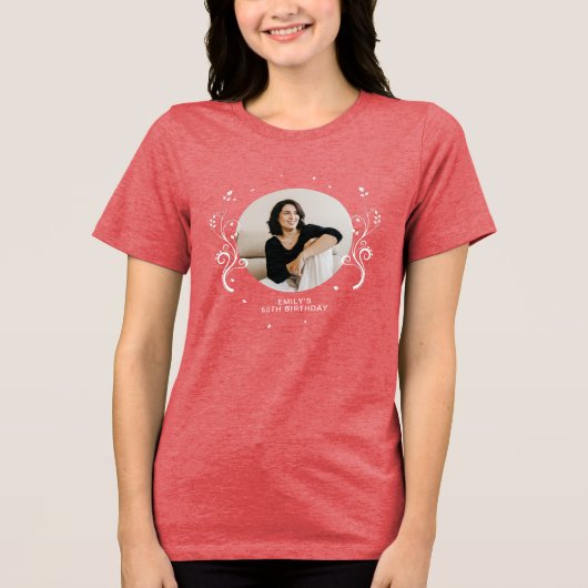 50 en Fabulous Foliage 50th Birthday Foto Tri-Blend Shirt (Voorkant)