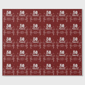 50 en Fabulous Foliage Red 50ste verjaardag Cadeaupapier (Vlak)