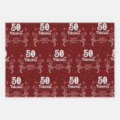 50 en Fabulous Foliage Red 50ste verjaardag Inpakpapier Vel (Voorkant)