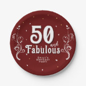 50 en Fabulous Foliage Red 50ste verjaardag Papieren Bordje (Voorkant)