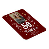 50 en Fabulous Foliage Red 50th Birthday Foto Magneet (Rechterzijde)