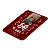 50 en Fabulous Foliage Red 50th Birthday Foto Magneet (Linkerzijde)