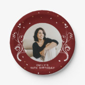 50 en Fabulous Foliage Red 50th Birthday Foto Papieren Bordje (Voorkant)