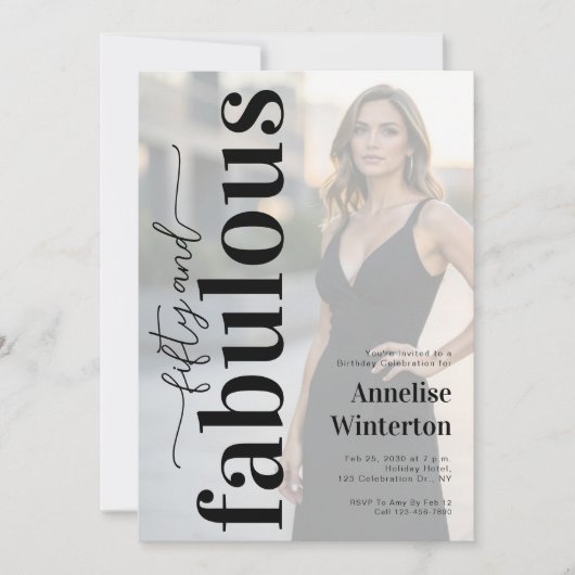 50 en Fabulous Foto 50ste verpartij Kaart (Voorkant)
