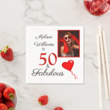 50 en Fabulous Foto met de naam Red 50th Birthday