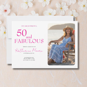 50 en Fabulous Foto Roze 50ste Verjaardagsfeestje Kaart