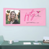 50 en Fabulous Foto Roze Verjaardagsfeestje Spandoek (Beurs)