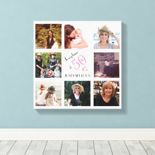 50 en Fabulous Fotocollage Keepsake Canvas Afdruk (Insitu (Houten vloer))