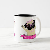50 en Fabulous Fun Loving Pug Dog Verjaardag Tweekleurige Koffiemok (Voorkant rechts)