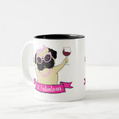 50 en Fabulous Fun Loving Pug Dog Verjaardag Tweekleurige Koffiemok (Voorkant links)