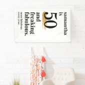 50 en Fabulous Funny Modern Bday Party Spandoek (Insitu)