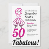 50 en Fabulous Funny Pink and Black Lady Kaart (Voorkant)