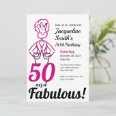 50 en Fabulous Funny Pink and Black Lady Kaart (Staand voorkant)