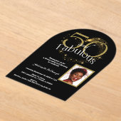 50 en Fabulous Gepersonaliseerd foto Zwart Goud Acryl Uitnodigingen (Laagn)