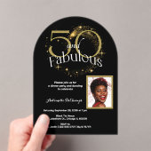 50 en Fabulous Gepersonaliseerd foto Zwart Goud Acryl Uitnodigingen (Insitu (Draagbaar))