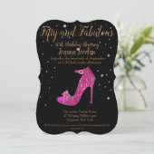 50 en Fabulous GirlySparkly Hot Pink Shoe Text Kaart (Staand voorkant)