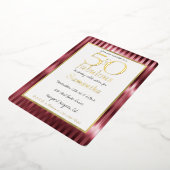 50 en Fabulous Glam Gold Red Stripes Verjaardag Folie Uitnodiging (Gedraaid)