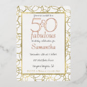 50 en Fabulous Glam Gold White Circles Party Folie Uitnodiging (Voorkant)