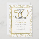 50 en Fabulous Glam Gold White Circles Party Kaart (Voorkant)