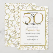 50 en Fabulous Glam Gold White Circles Party Kaart (Voorkant / Achterkant)