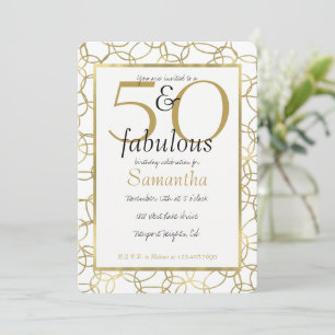 50 en Fabulous Glam Gold White Circles Party Kaart
