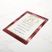 50 en Fabulous Glam Goud Rode Strepen Verjaardag Folie Uitnodiging (Gedraaid)