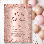 50 en Fabulous Glam Roos Gold 50ste verjaardag Kaart