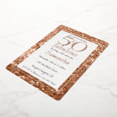 50 en Fabulous Glam Roze Gouden Glitter Verjaardag Folie Uitnodiging (Gedraaid)
