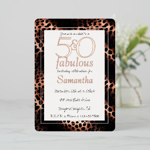 50 en Fabulous Glam Roze Gouden Luipaard Verjaarda Folie Uitnodiging