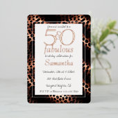 50 en Fabulous Glam Roze Gouden Luipaard Verjaarda Folie Uitnodiging (Staand Voorkant)