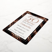 50 en Fabulous Glam Roze Gouden Luipaard Verjaarda Folie Uitnodiging (Gedraaid)