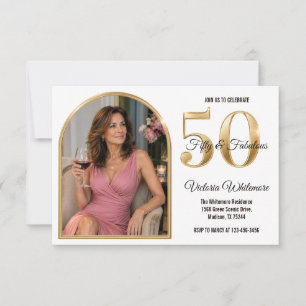 50 en Fabulous Glanzende Gouden Foto Verjaardag Kaart