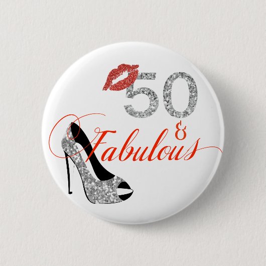 50 en Fabulous Glitter 50th Birthday Ronde Button 5,7 Cm (Voorkant)