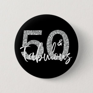 50 en Fabulous Glitter 50th Birthday Ronde Button 5,7 Cm