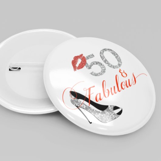 50 en Fabulous Glitter 50th Birthday Ronde Button 5,7 Cm