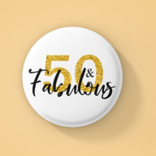 50 en Fabulous Glitter 50th Birthday Ronde Button 5,7 Cm